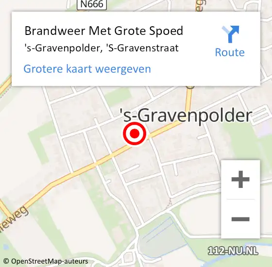 Locatie op kaart van de 112 melding: Brandweer Met Grote Spoed Naar 's-Gravenpolder, 'S-Gravenstraat op 21 september 2015 09:14