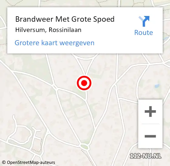 Locatie op kaart van de 112 melding: Brandweer Met Grote Spoed Naar Hilversum, Rossinilaan op 21 september 2015 10:33