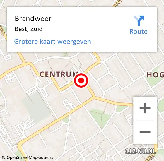 Locatie op kaart van de 112 melding: Brandweer Best, Zuid op 21 september 2015 11:38