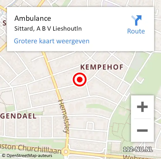 Locatie op kaart van de 112 melding: Ambulance Sittard, A B V Lieshoutln op 21 september 2015 12:21