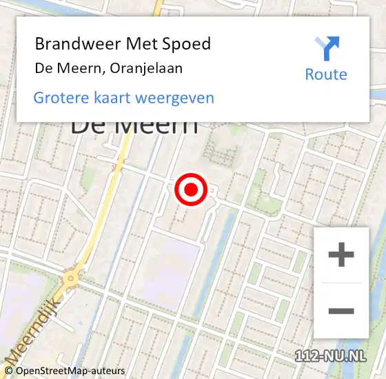 Locatie op kaart van de 112 melding: Brandweer Met Spoed Naar De Meern, Oranjelaan op 21 september 2015 13:42