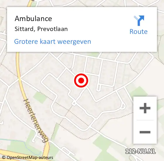 Locatie op kaart van de 112 melding: Ambulance Sittard, Prevotlaan op 21 november 2013 09:06