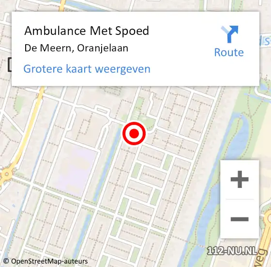 Locatie op kaart van de 112 melding: Ambulance Met Spoed Naar De Meern, Oranjelaan op 21 september 2015 14:48