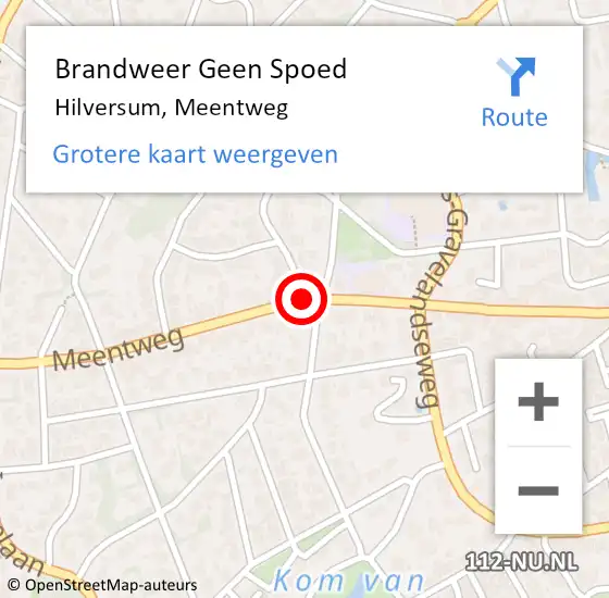 Locatie op kaart van de 112 melding: Brandweer Geen Spoed Naar Hilversum, Meentweg op 21 november 2013 09:10