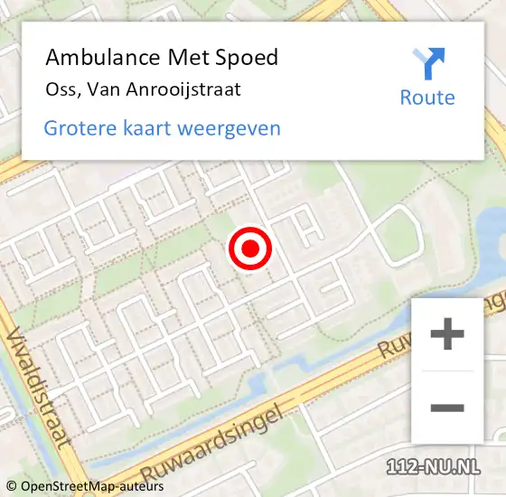 Locatie op kaart van de 112 melding: Ambulance Met Spoed Naar Oss, Van Anrooijstraat op 21 september 2015 16:23