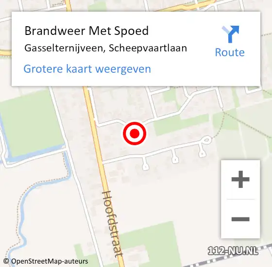 Locatie op kaart van de 112 melding: Brandweer Met Spoed Naar Gasselternijveen, Scheepvaartlaan op 13 september 2013 13:34