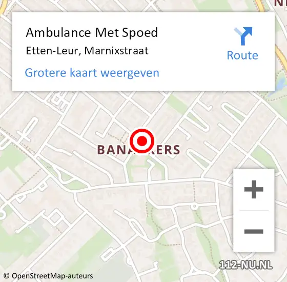 Locatie op kaart van de 112 melding: Ambulance Met Spoed Naar Etten-Leur, Marnixstraat op 21 september 2015 19:31