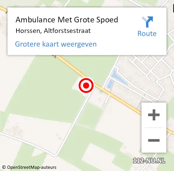Locatie op kaart van de 112 melding: Ambulance Met Grote Spoed Naar Horssen, Altforstsestraat op 21 september 2015 21:12