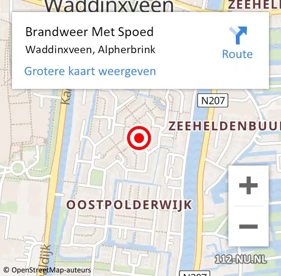 Locatie op kaart van de 112 melding: Brandweer Met Spoed Naar Waddinxveen, Alpherbrink op 21 september 2015 22:17