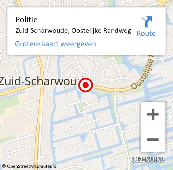 Locatie op kaart van de 112 melding: Politie Zuid-Scharwoude, Oostelijke Randweg op 21 september 2015 22:17