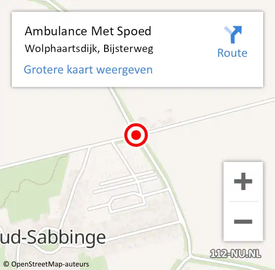 Locatie op kaart van de 112 melding: Ambulance Met Spoed Naar Wolphaartsdijk, Bijsterweg op 22 september 2015 04:07