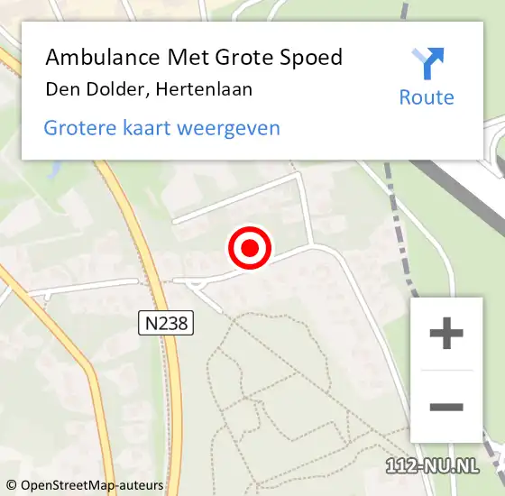 Locatie op kaart van de 112 melding: Ambulance Met Grote Spoed Naar Den Dolder, Hertenlaan op 22 september 2015 06:11
