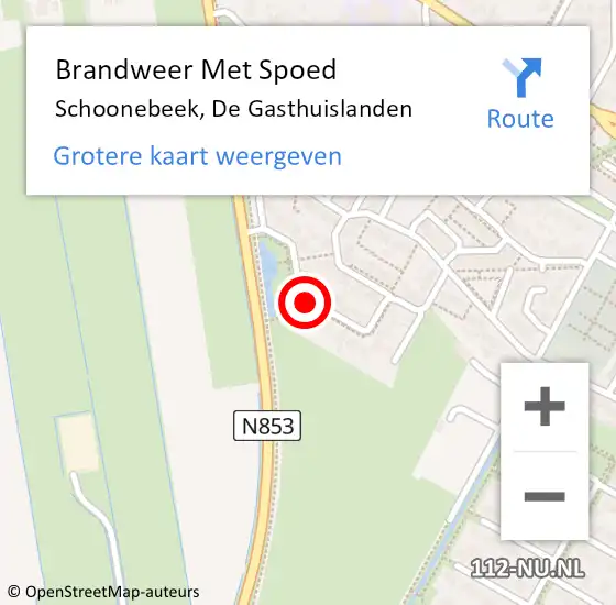 Locatie op kaart van de 112 melding: Brandweer Met Spoed Naar Schoonebeek, De Gasthuislanden op 22 september 2015 09:04