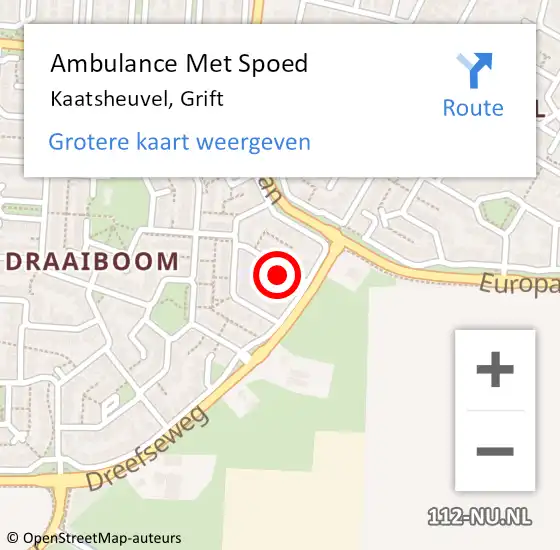 Locatie op kaart van de 112 melding: Ambulance Met Spoed Naar Kaatsheuvel, Grift op 22 september 2015 09:31