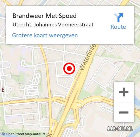 Locatie op kaart van de 112 melding: Brandweer Met Spoed Naar Utrecht, Johannes Vermeerstraat op 21 november 2013 10:16