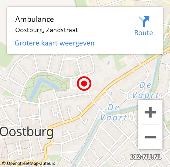 Locatie op kaart van de 112 melding: Ambulance Oostburg, Zandstraat op 22 september 2015 10:36