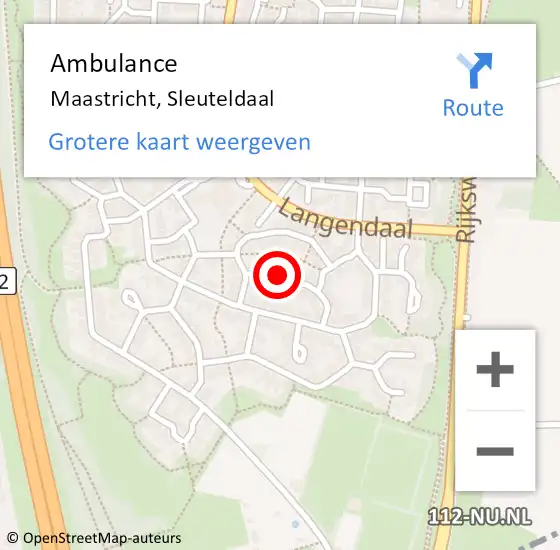 Locatie op kaart van de 112 melding: Ambulance Maastricht, Sleuteldaal op 21 november 2013 10:21