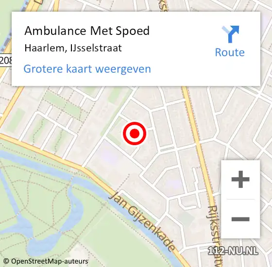 Locatie op kaart van de 112 melding: Ambulance Met Spoed Naar Haarlem, IJsselstraat op 22 september 2015 11:30