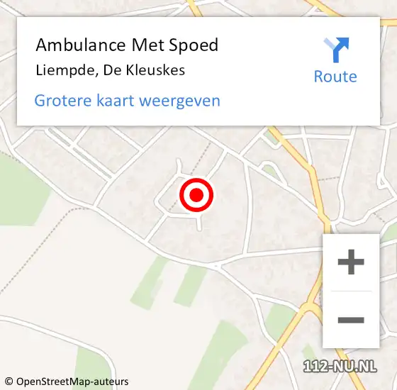 Locatie op kaart van de 112 melding: Ambulance Met Spoed Naar Liempde, De Kleuskes op 22 september 2015 12:21