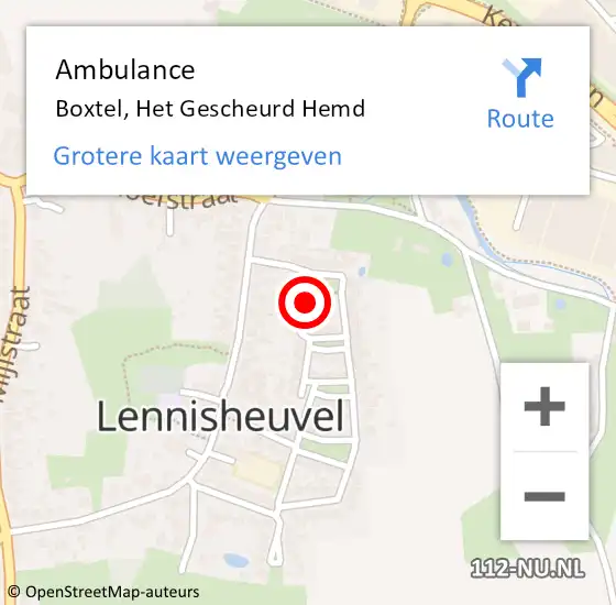 Locatie op kaart van de 112 melding: Ambulance Boxtel, Het Gescheurd Hemd op 22 september 2015 12:22