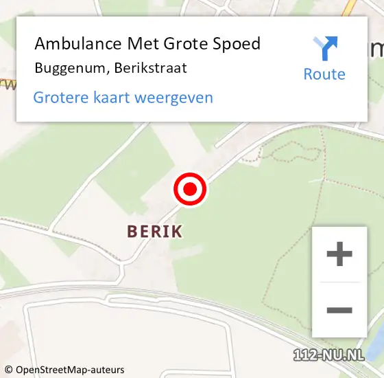 Locatie op kaart van de 112 melding: Ambulance Met Grote Spoed Naar Buggenum, Berikstraat op 21 november 2013 10:39