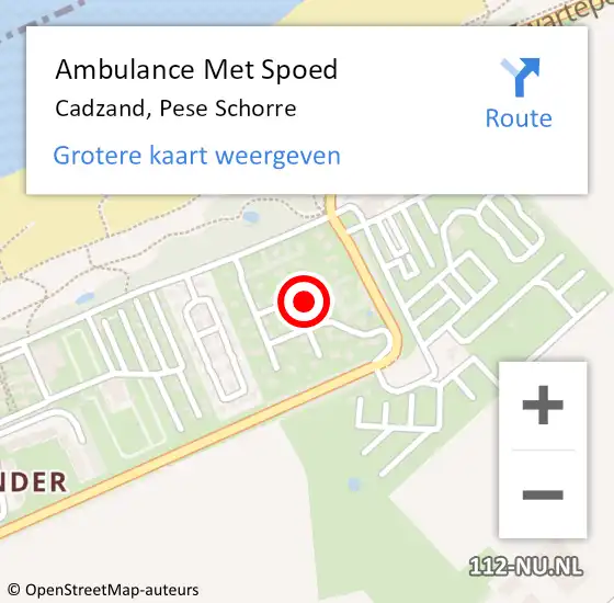 Locatie op kaart van de 112 melding: Ambulance Met Spoed Naar Cadzand, Pese Schorre op 22 september 2015 14:24