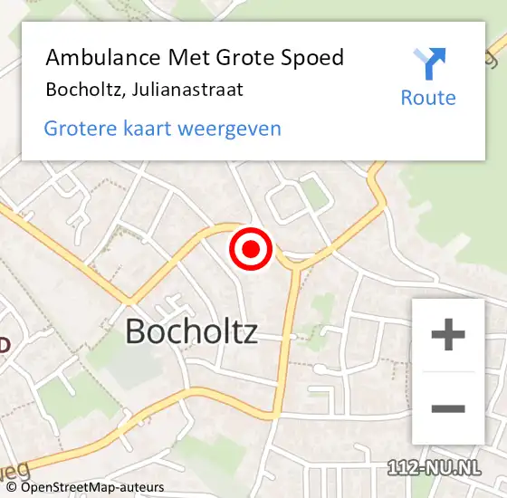 Locatie op kaart van de 112 melding: Ambulance Met Grote Spoed Naar Bocholtz, Julianastraat op 21 november 2013 10:42