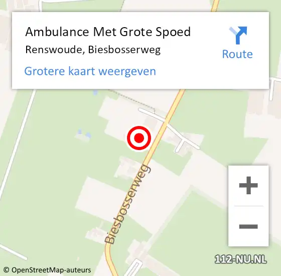 Locatie op kaart van de 112 melding: Ambulance Met Grote Spoed Naar Renswoude, Biesbosserweg op 22 september 2015 14:58