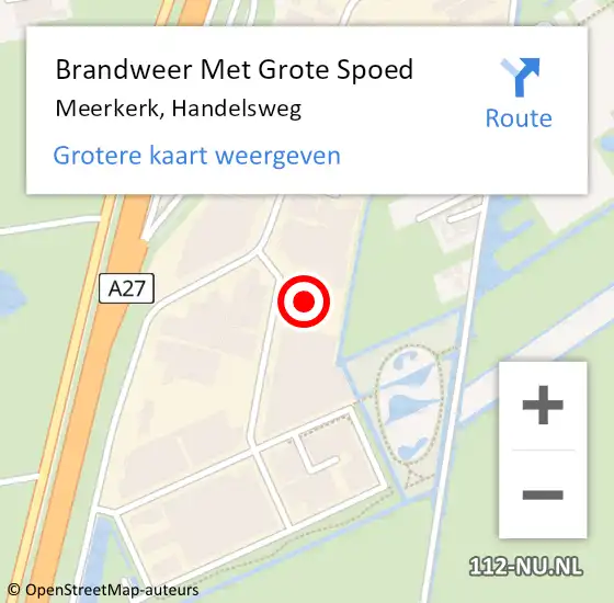 Locatie op kaart van de 112 melding: Brandweer Met Grote Spoed Naar Meerkerk, Handelsweg op 22 september 2015 15:46