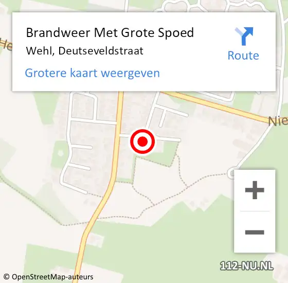 Locatie op kaart van de 112 melding: Brandweer Met Grote Spoed Naar Wehl, Deutseveldstraat op 22 september 2015 16:42