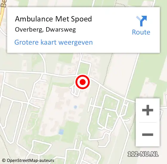 Locatie op kaart van de 112 melding: Ambulance Met Spoed Naar Overberg, Dwarsweg op 22 september 2015 17:09