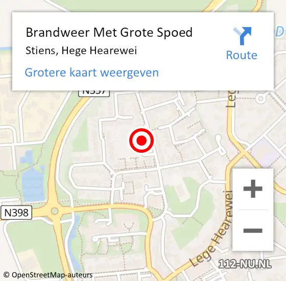 Locatie op kaart van de 112 melding: Brandweer Met Grote Spoed Naar Stiens, Hege Hearewei op 22 september 2015 17:26