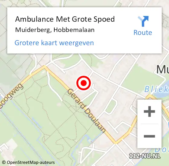 Locatie op kaart van de 112 melding: Ambulance Met Grote Spoed Naar Muiderberg, Hobbemalaan op 13 september 2013 13:45