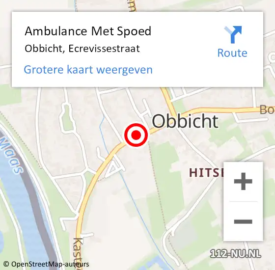 Locatie op kaart van de 112 melding: Ambulance Met Spoed Naar Obbicht, Ecrevissestraat op 21 november 2013 11:20