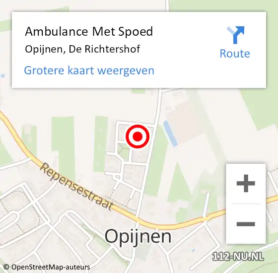 Locatie op kaart van de 112 melding: Ambulance Met Spoed Naar Opijnen, De Richtershof op 23 september 2015 00:00