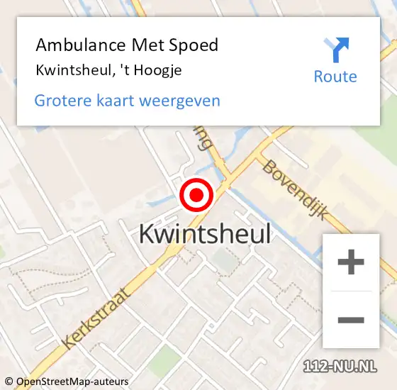 Locatie op kaart van de 112 melding: Ambulance Met Spoed Naar Kwintsheul, 't Hoogje op 23 september 2015 01:26