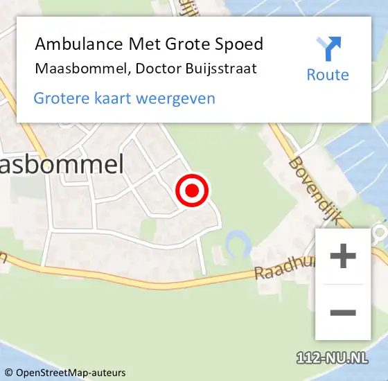 Locatie op kaart van de 112 melding: Ambulance Met Grote Spoed Naar Maasbommel, Doctor Buijsstraat op 23 september 2015 02:55