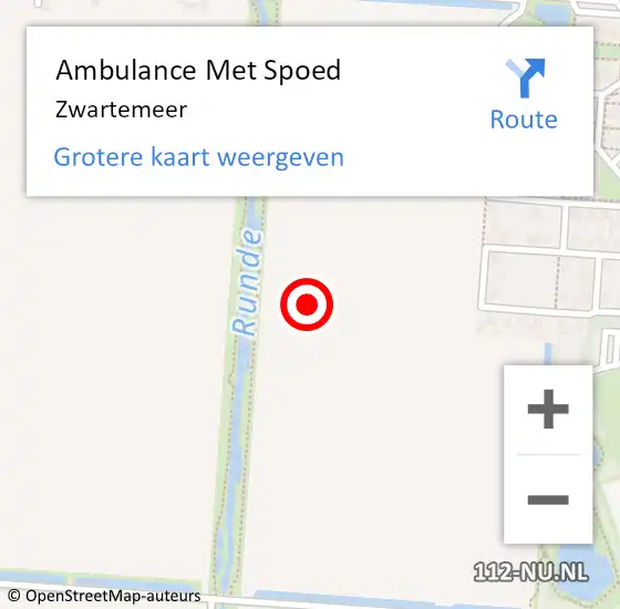 Locatie op kaart van de 112 melding: Ambulance Met Spoed Naar Zwartemeer op 23 september 2015 03:10