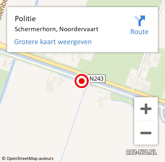 Locatie op kaart van de 112 melding: Politie Schermerhorn, Noordervaart op 23 september 2015 07:36