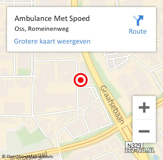 Locatie op kaart van de 112 melding: Ambulance Met Spoed Naar Oss, Romeinenweg op 23 september 2015 09:06