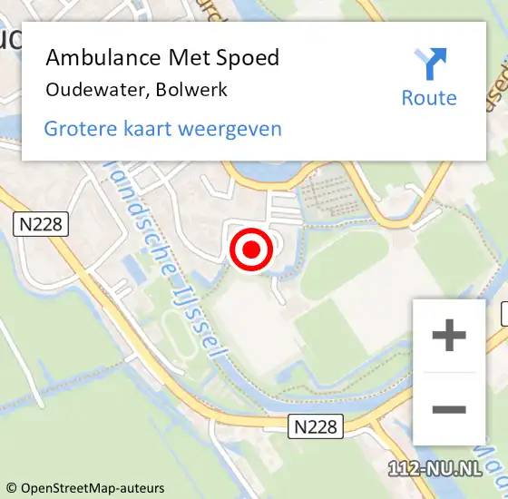 Locatie op kaart van de 112 melding: Ambulance Met Spoed Naar Oudewater, Bolwerk op 23 september 2015 09:45