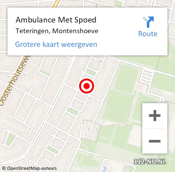 Locatie op kaart van de 112 melding: Ambulance Met Spoed Naar Teteringen, Montenshoeve op 23 september 2015 09:51