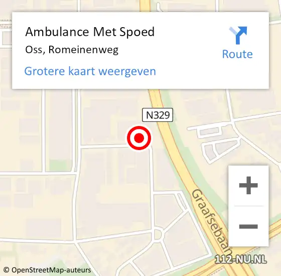 Locatie op kaart van de 112 melding: Ambulance Met Spoed Naar Oss, Romeinenweg op 23 september 2015 10:05