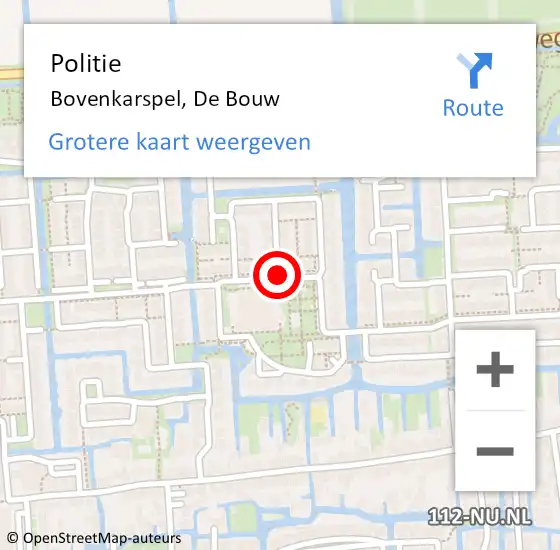 Locatie op kaart van de 112 melding: Politie Bovenkarspel, De Bouw op 23 september 2015 10:52