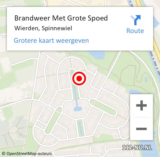 Locatie op kaart van de 112 melding: Brandweer Met Grote Spoed Naar Wierden, Spinnewiel op 23 september 2015 11:26