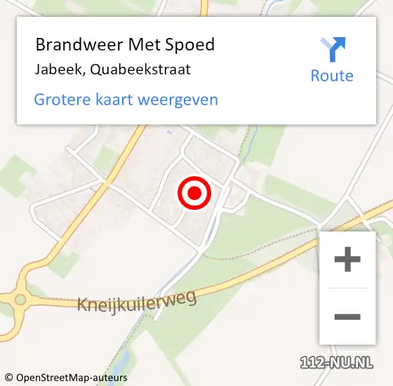 Locatie op kaart van de 112 melding: Brandweer Met Spoed Naar Jabeek, Quabeekstraat op 23 september 2015 11:39