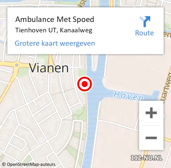 Locatie op kaart van de 112 melding: Ambulance Met Spoed Naar Tienhoven UT, Kanaalweg op 23 september 2015 11:46