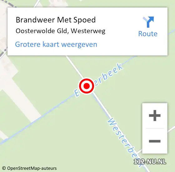 Locatie op kaart van de 112 melding: Brandweer Met Spoed Naar Oosterwolde Gld, Westerweg op 23 september 2015 12:04