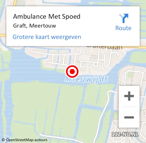 Locatie op kaart van de 112 melding: Ambulance Met Spoed Naar Graft, Meertouw op 23 september 2015 12:15