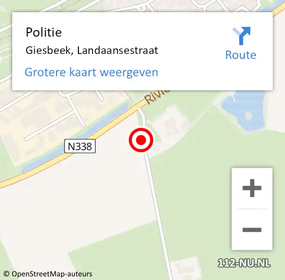 Locatie op kaart van de 112 melding: Politie Giesbeek, Landaansestraat op 23 september 2015 15:32